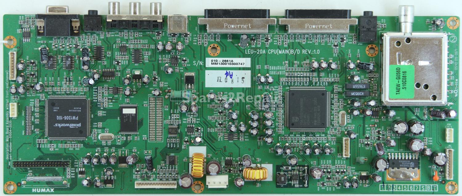 Humax LEU-20A - Main AV - 01004-2030 - 010-2661A - LEU-20A CPU(MAIN)B/D REV.:1.0