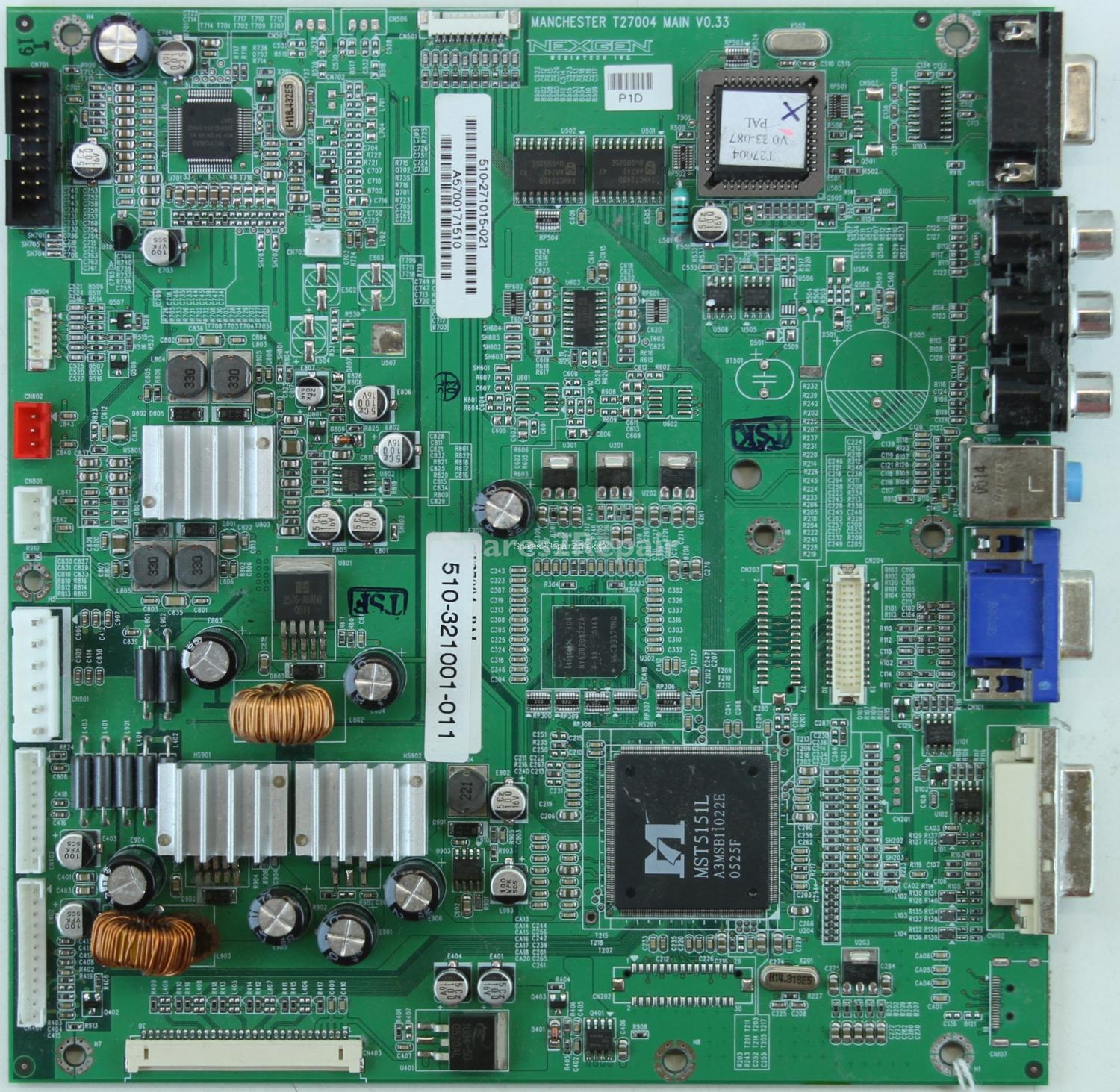 Mirai T32114 - AV Board - 510-321001-011 - MANCHESTER T27004 MAIN - V0.33