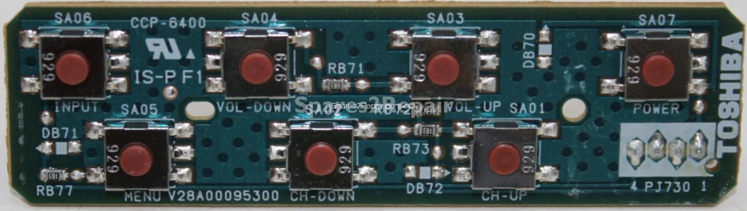 Toshiba 37RV635D - Buttons - V28A00095300 - PE0720 A - V28A00095001