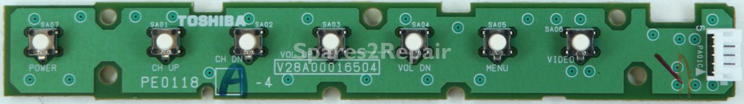 Toshiba 37WLT66s - Buttons - PE0118 A-4 - V28A00016504