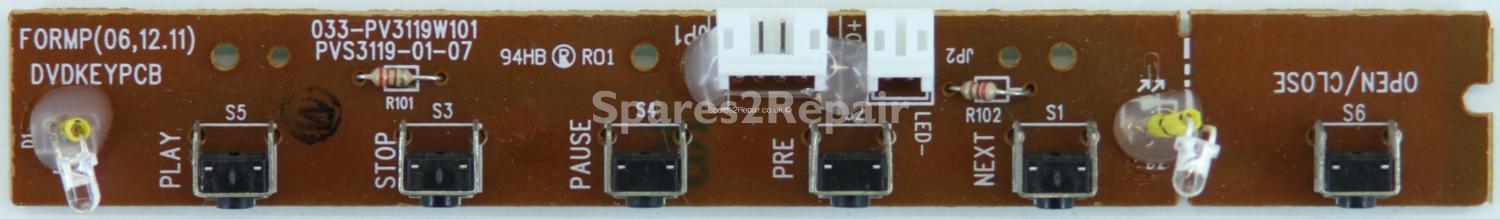 Venturer LCD19DVD-106 - DVD Buttons - DVDKEYPCB - PVS3119-01-07 - 033-PV3119W101